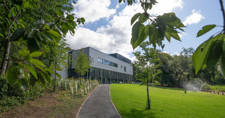 View of the new Light building and surrounding grounds in Durham City.